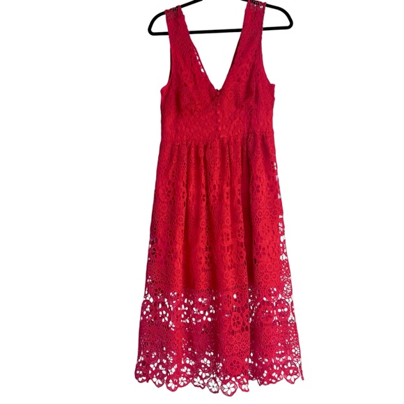 True Red Gilli Crocheted Lace Dress MIDI Size Large - Picture 3 of 16